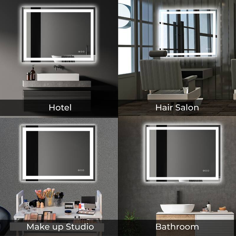 LED Bathroom Mirror with Lights 48x32, Lighted Vanity Mirror Wall Mounted with Front and Backlit - White