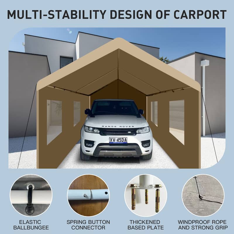 Heavy Duty 10'×20' Portable Carport Garage Tent for Outdoor Storage Shelter
