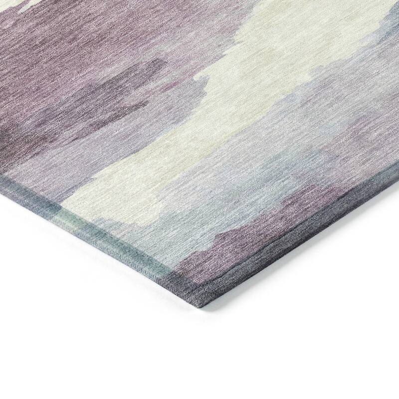 Machine Washable Indoor/ Outdoor Abstract Watercolor Chantille Rug