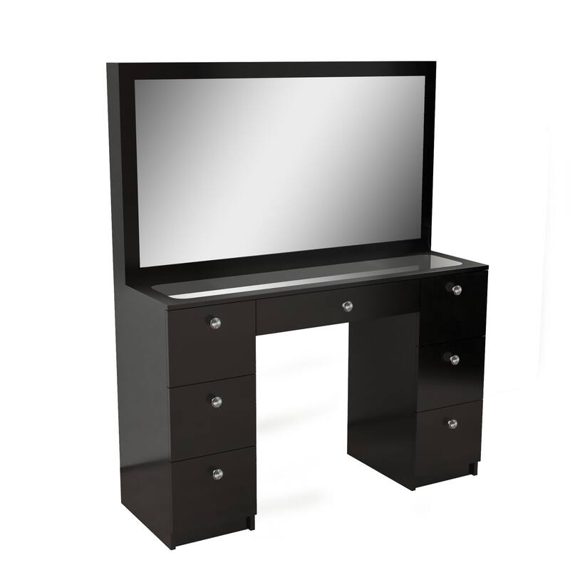 Boahaus Venus Modern Vanity, Glass Top, 07 Drawers - N/A