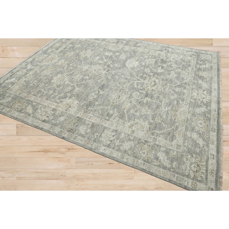 Hand Knotted Turkish Oushak Gray Wool Traditional Oriental Area Rug