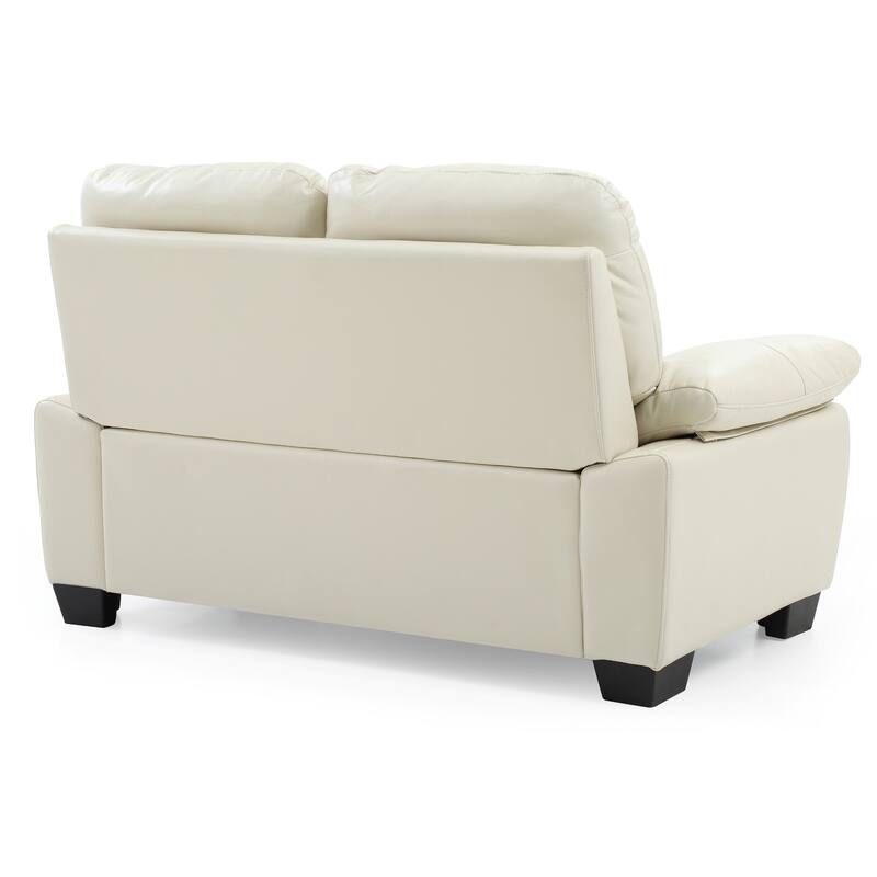 Flared Padded Arm Faux Leather Straight Sofa - 59" - Beige