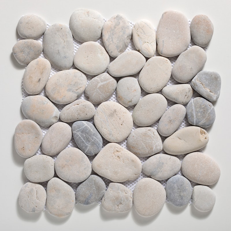Classic Pebble 11 in. x 11 in. Mesh-Mounted Mosaic Wall and Floor Tile - Grey Natural - 11 in. x 11 in.