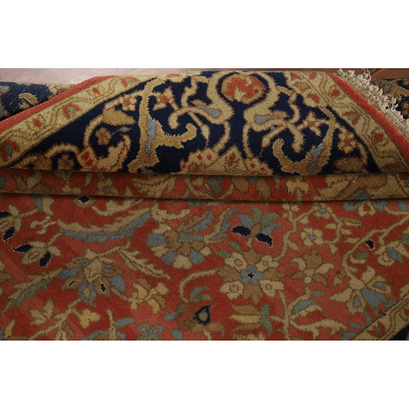 Orange Floral Tabriz Foyer Rug Handmade Wool Carpet - 4'1" x 6'5"