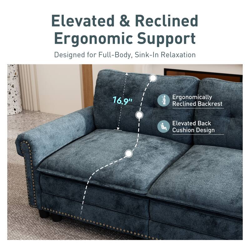 MAISON ARTS Mid-Century Modern Oversized Modular Sectional Couch Set with Ottoman, Cloud Sofa with Throw Pillows for Living Room