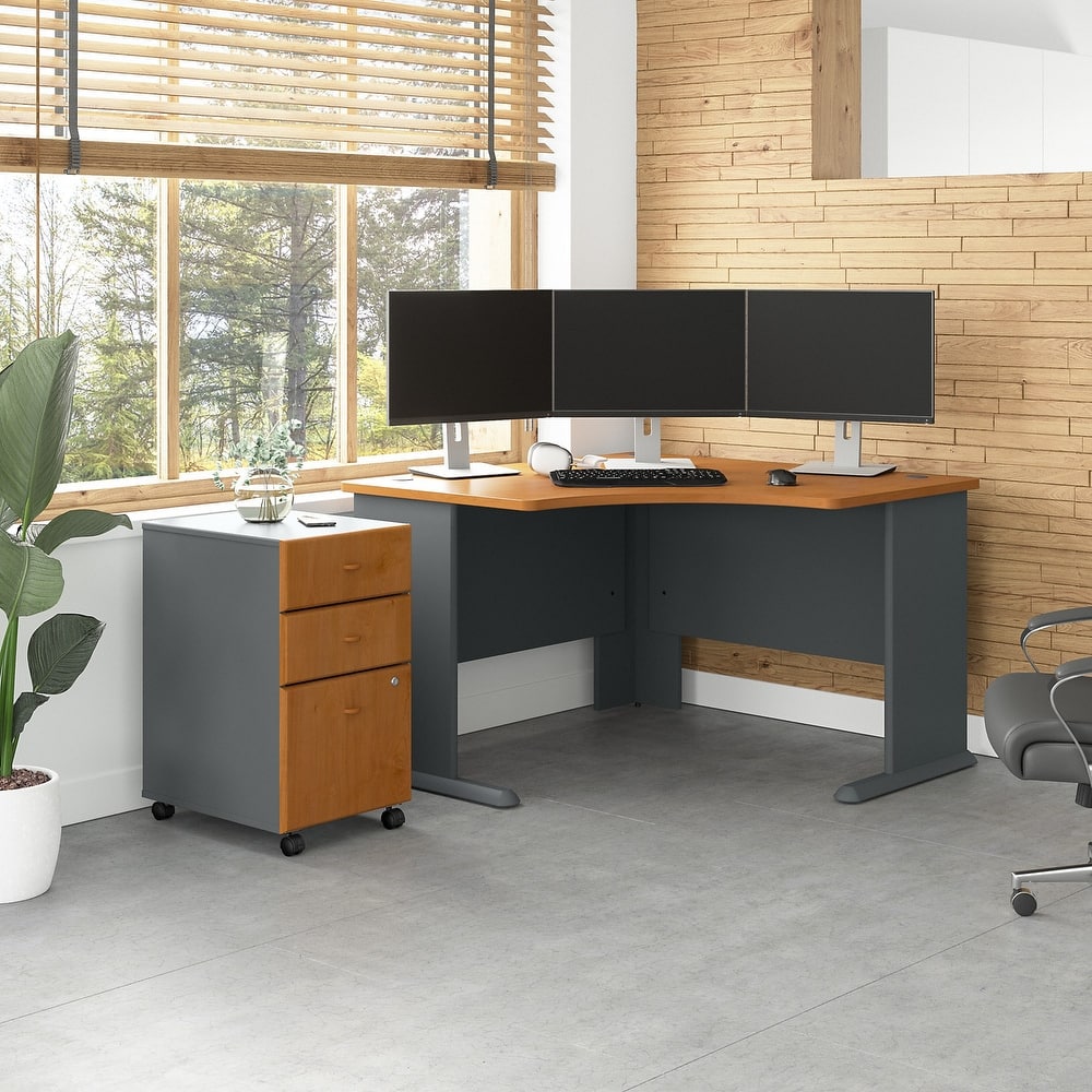Bush Business Series A 48W Corner Desk with Mobile File Cabinet in Oak