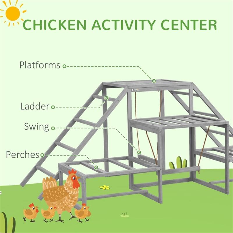 Multi-Perch Chicken Play Set with Ladders and Swings - Grey - Grey