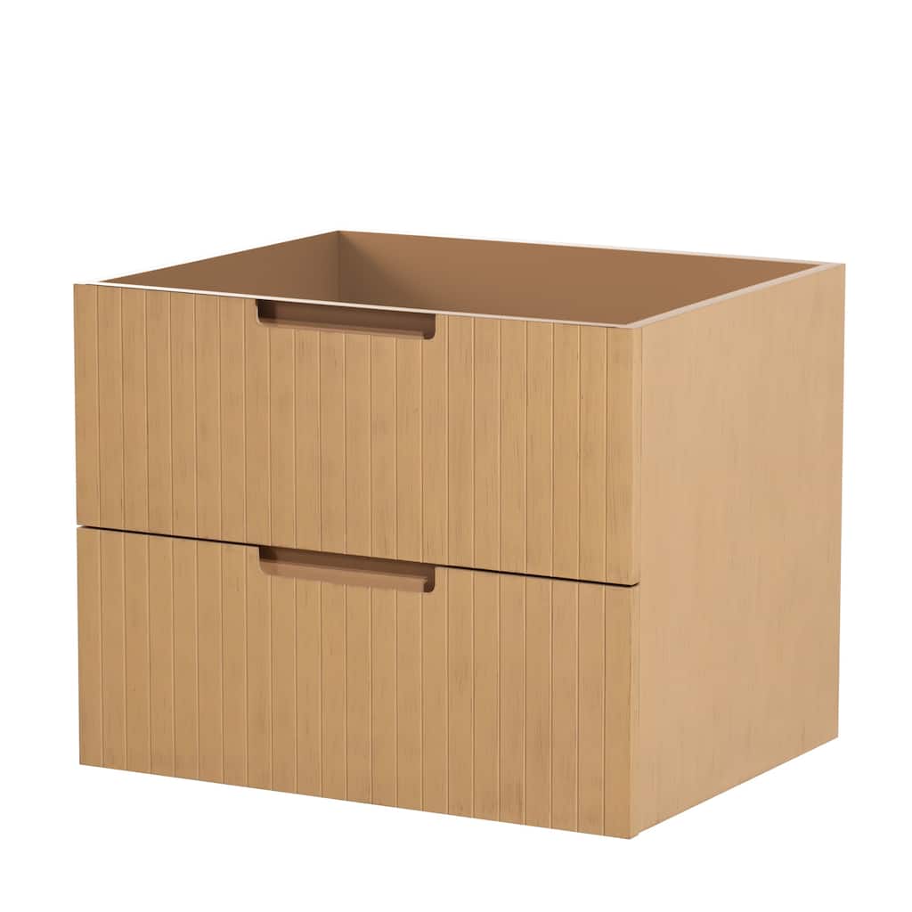 24-inch Floating Bathroom Vanity with Convenient Storage Drawer and Modern Stripe Finish - 23 in ,Light Brown ,MDF