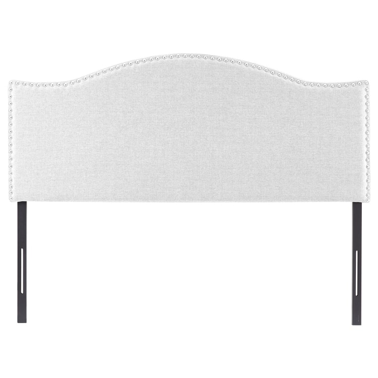 Queen Size Nailhead Tufted Headboard - Height Adjustable with 12 Positions, Metal Legs, Wall Mount Compatible, Headboard Only - White
