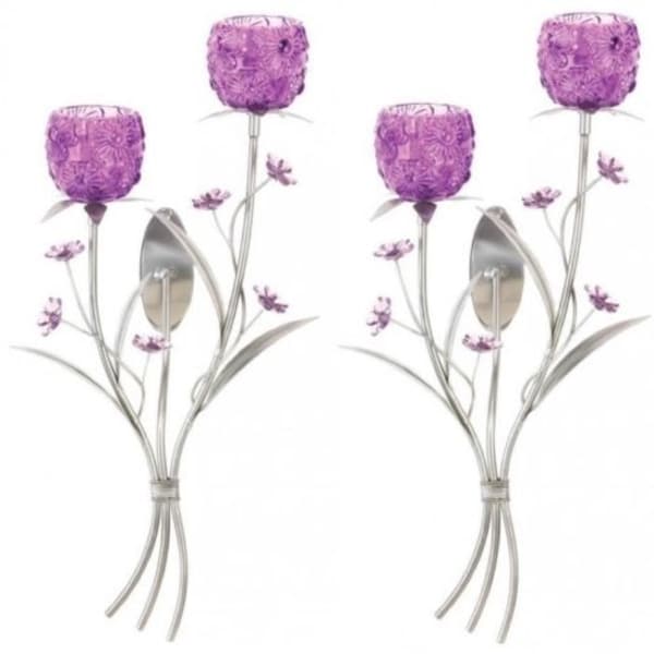 Set of 2 Fuchsia Blooms Wall Sconces