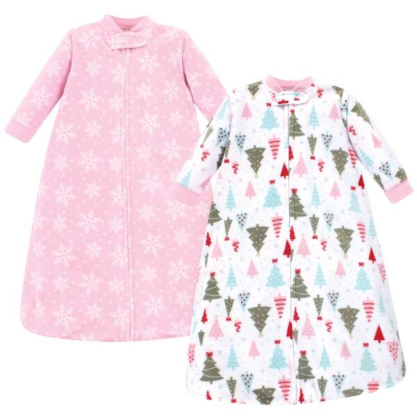 slide 1 of 1, Hudson Baby Infant Girl Long-Sleeve Fleece Sleeping Bag, Sparkle Trees 0-6 Months - Sparkle Trees