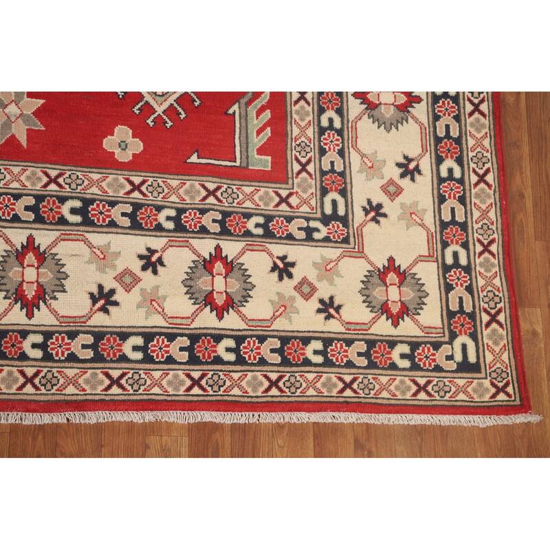 Red Kazak Oriental Area Rug Handmade Traditional Wool Carpet - 9'0"x 12'8"