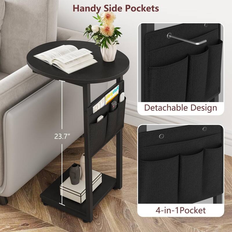 C Shaped End Table - 15.7"D x 12.6"W x 25.6"H