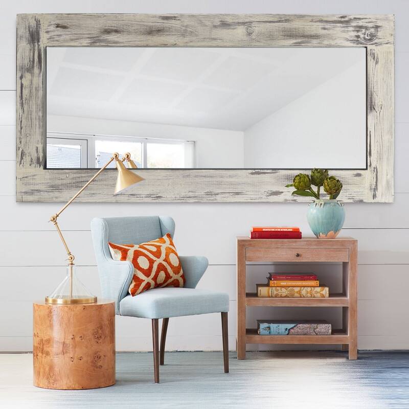 Farmhouse Rectangular Solid Wood Framed Full Length Leaning Mirror
