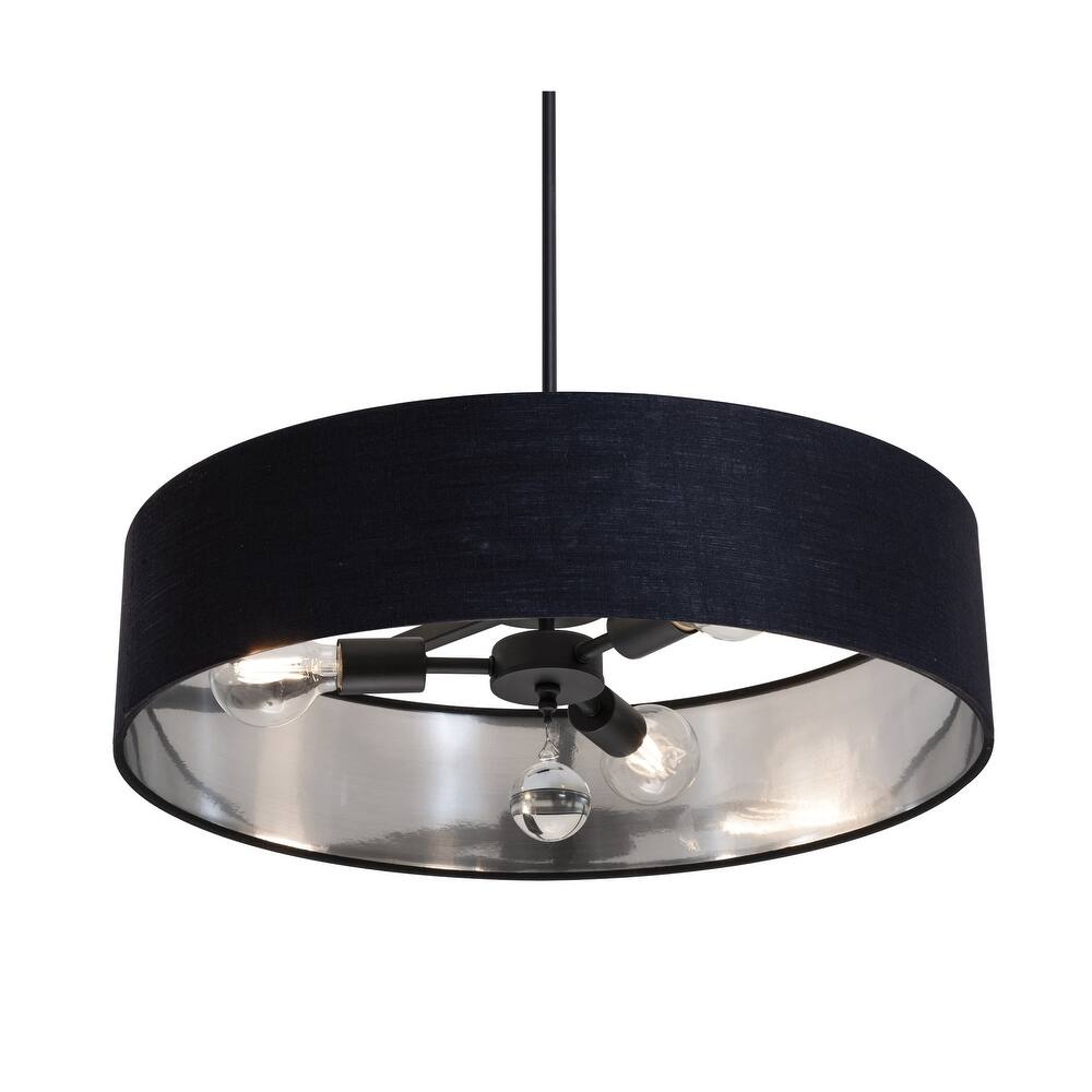 AFX CLNP24MB Pendant 3 Light 24" Wide Crystal Pendant with Fabric