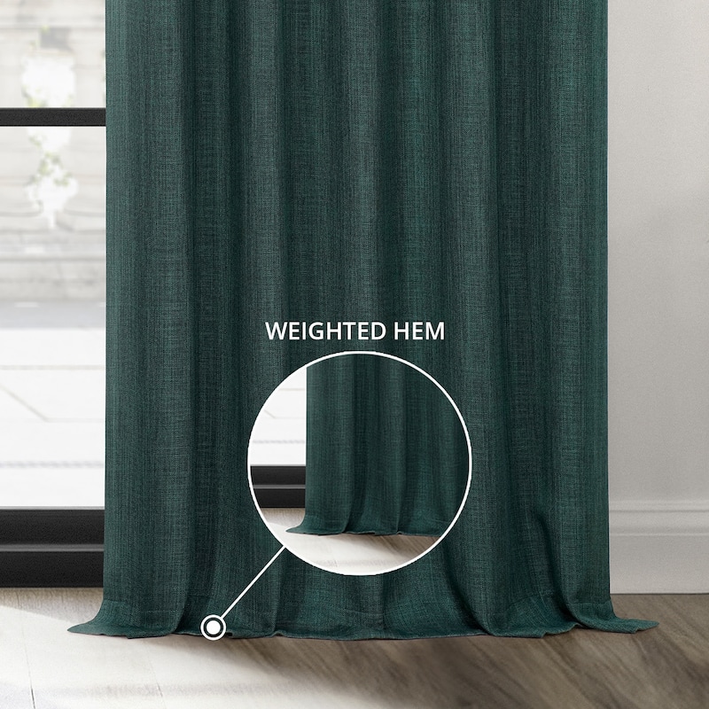 Exclusive Fabrics Textured Faux Linen Extra Wide Room Darkening Curtains for Bedroom & Living Room Curtains (1 Panel)