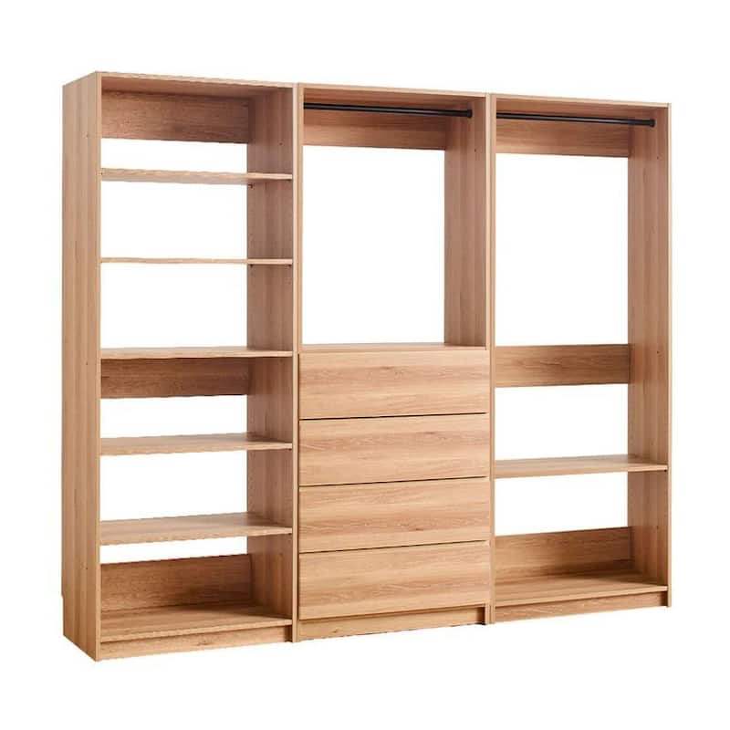 Dee Walk In Closet, Modular Freestanding Storage 9 Shelf 2 Rods Brown