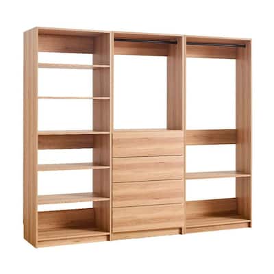 Dee Walk In Closet, Modular Freestanding Storage 9 Shelf 2 Rods Brown