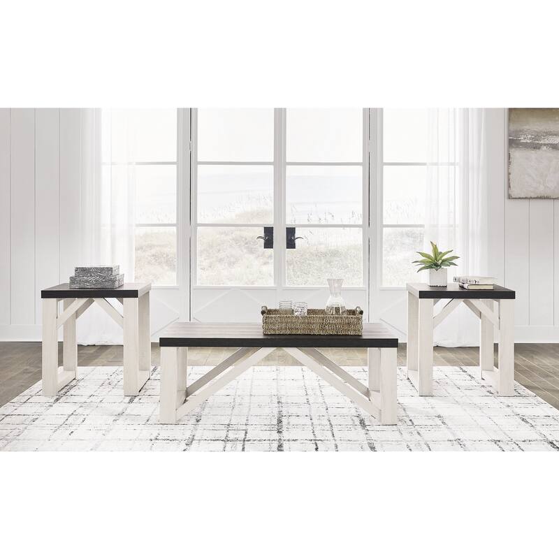 Signature Design by Ashley Dorrinson Antique White Table (Set of 3) - 48"W x 24"D x 17"H