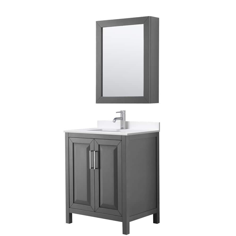 Daria 30-inch Single Vanity, Single Hole Quartz Top, Med Cabinet