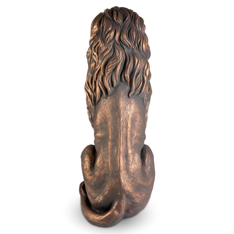 Glitzhome 36.25"H Oversized MGO Bronze/White/Black Sitting Lion Garden Statue