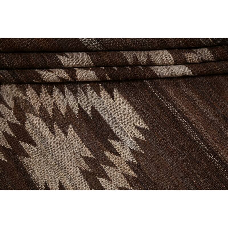 Natural Dye Geometric Tribal Kilim Oriental Area Rug Wool Hand-woven - 5'3" x 6'8"