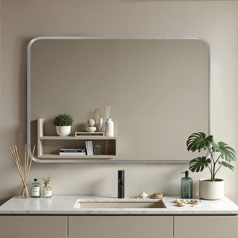 Arch Bathroom Wall Mirror Large Metal Frame Wall Mounted Mirror for Bedroom Living Room Dresser Entryway Decor