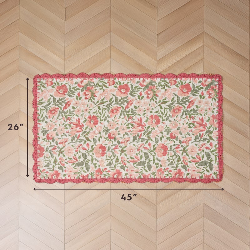 Laura Ashley Cotton Slub Crochet Border Rugs