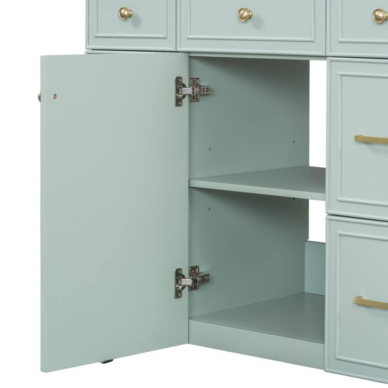 36 Inch Freestanding Bathroom Vanity with White Ceramic Basin and Door and Drawers