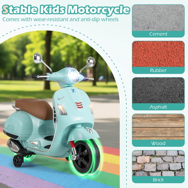 Costway Licensed VESPA 12V Kids Electric Motorcycle with Music Horn - See Details