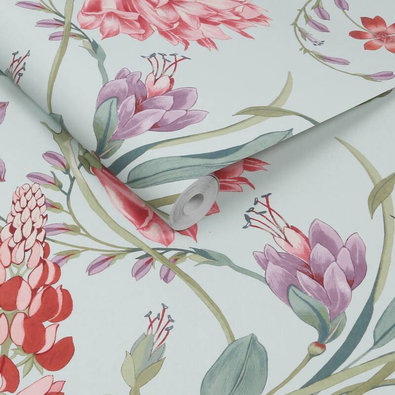 Graham & Brown Botanists Scroll Duck Egg Wallpaper