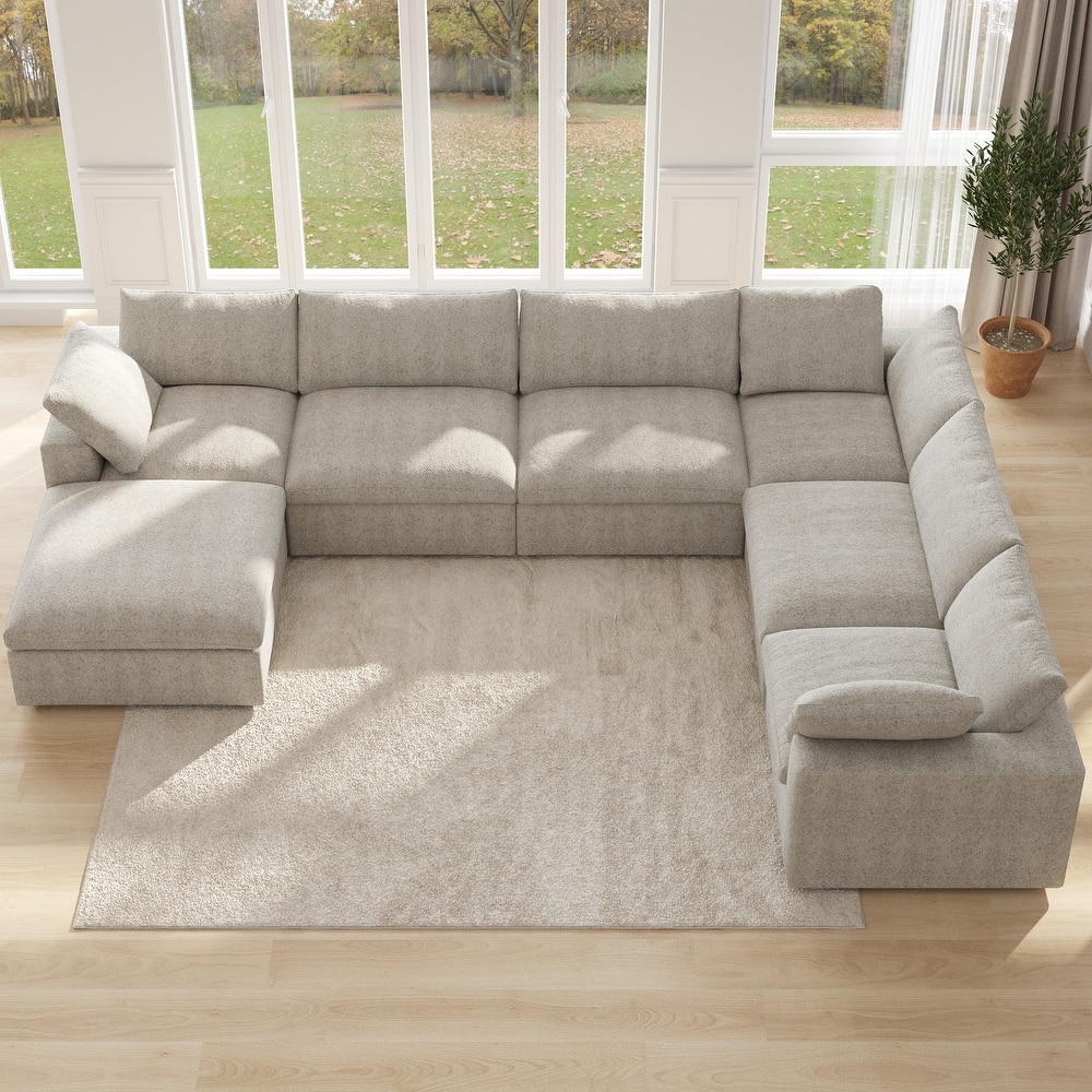 Cloud Couch Modular Sectional Sofa Oversized Down Filled Corner 7 Seater L-Shaped Couch with Ottoman for Living Room Set