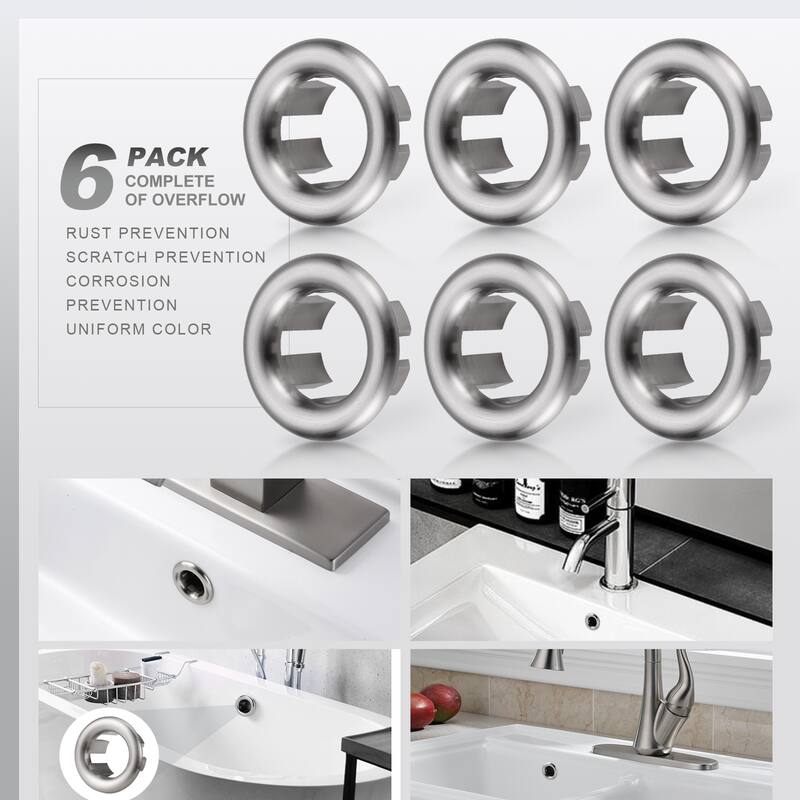 WOWOW 1.2 in. Sink Basin Trim Overflow Cover (6-Pack)