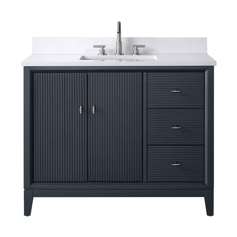 Vanity Art 42" Freestanding Bathroom Vanity with Engineered Marble Top and Sink