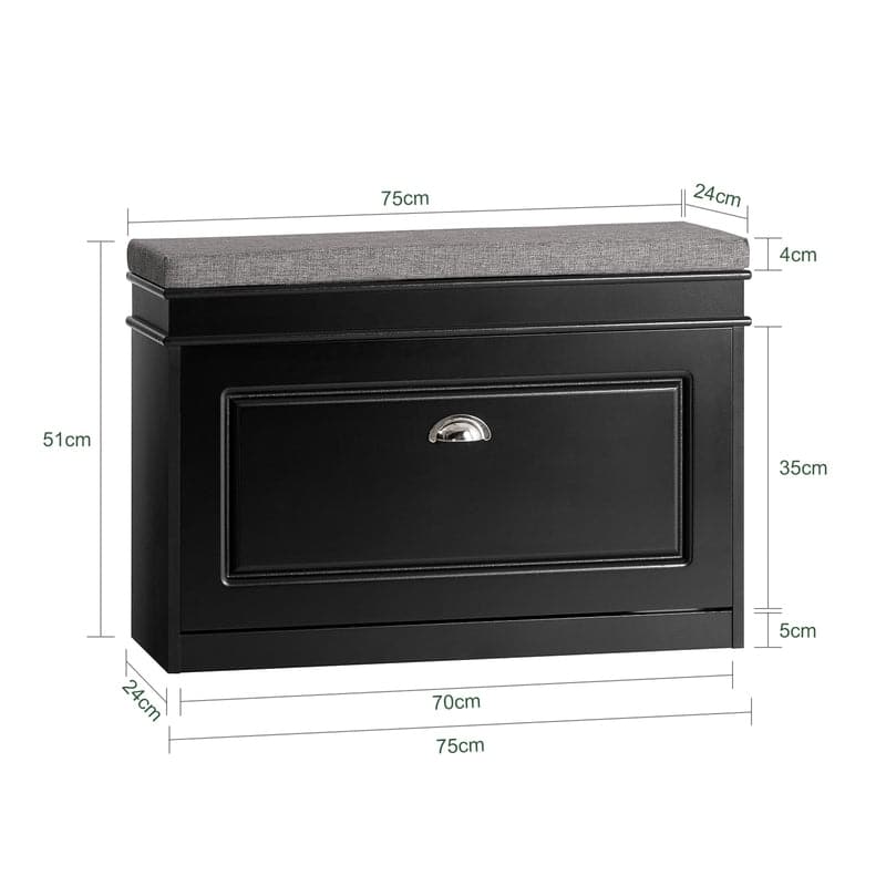 SoBuy FSR82-L-W, Hallway Shoe Bench Storage Cabinet With Flip-Drawer