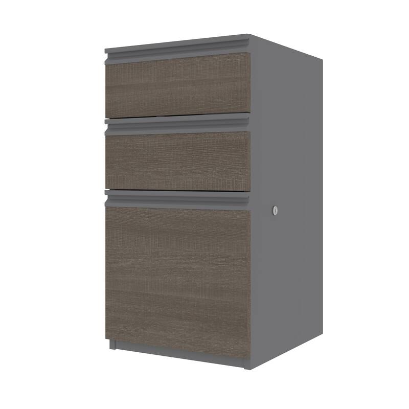 Bestar Prestige 16W Add-On Pedestal by Bestar. - Bark Grey & Slate