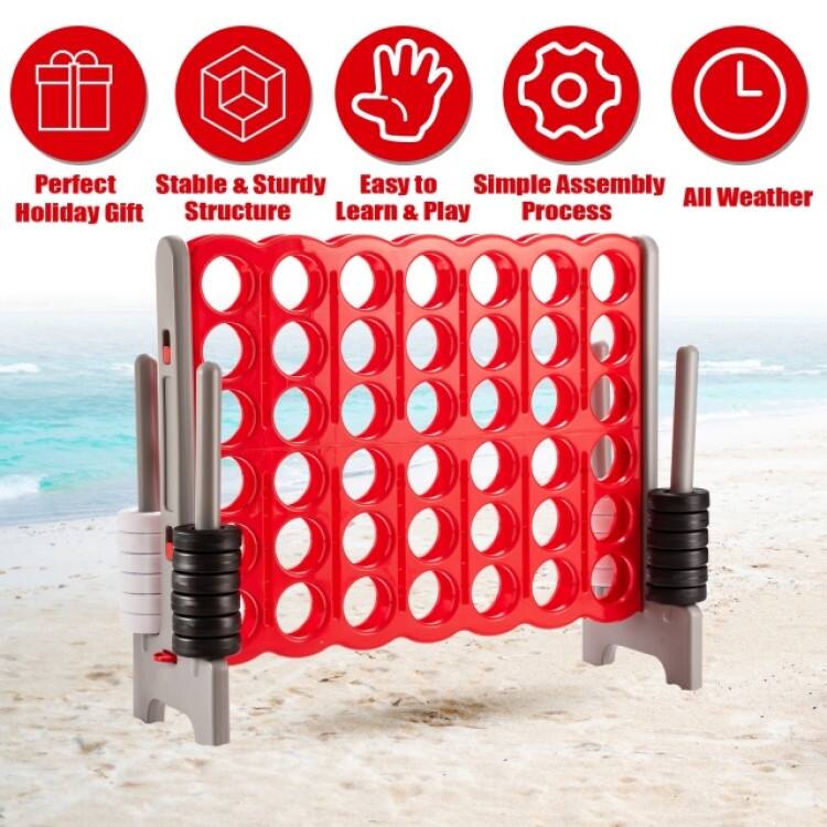 Red PE PP Jumbo 4-to-Score Giant Game Set Lightweight and Portable for Kids - 47.5” x 17” x 41” (L x W x H)