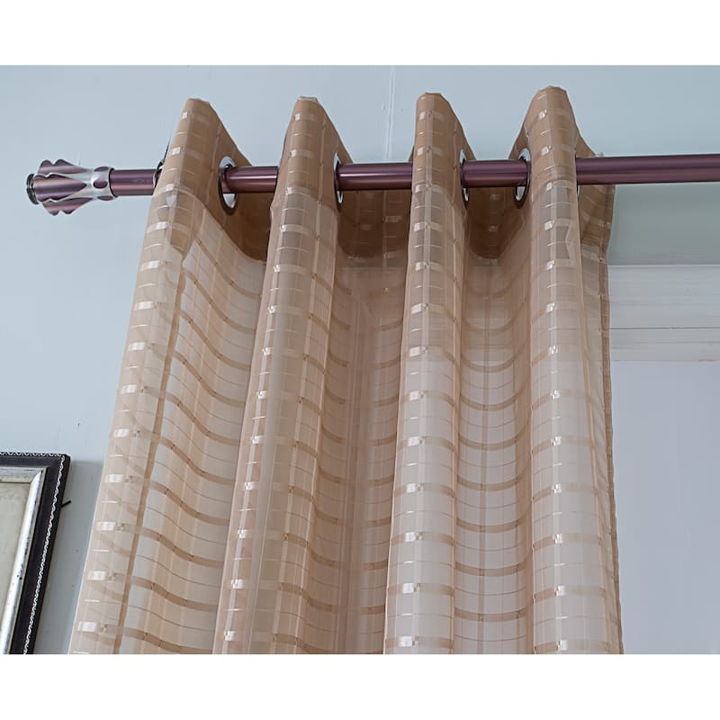 Wanda Striped Box Voile Single Grommet Curtain Panel - (1x) 54 x 90 in.