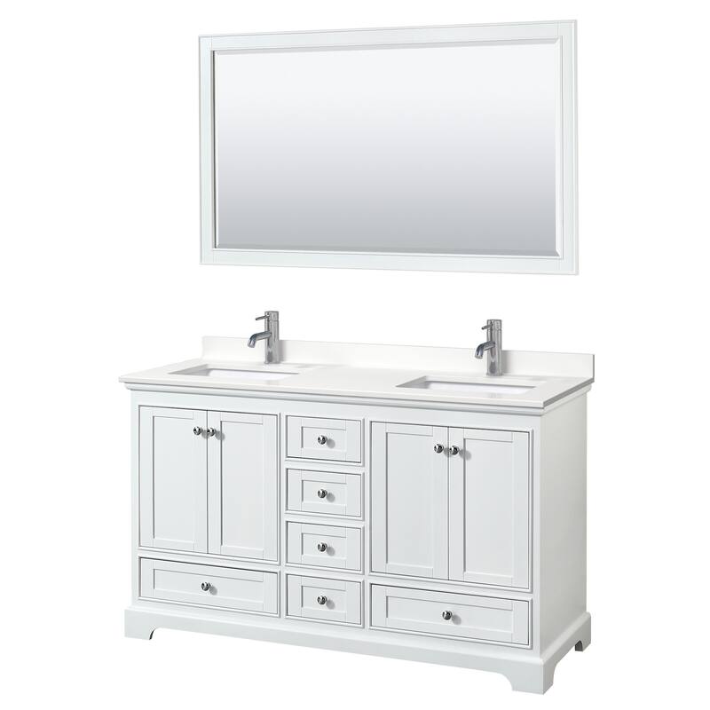 Wyndham Collection WCS202060D-QTZ-UNSM58 Deborah 60" Free Standing - White / White Quartz Top / Polished Chrome