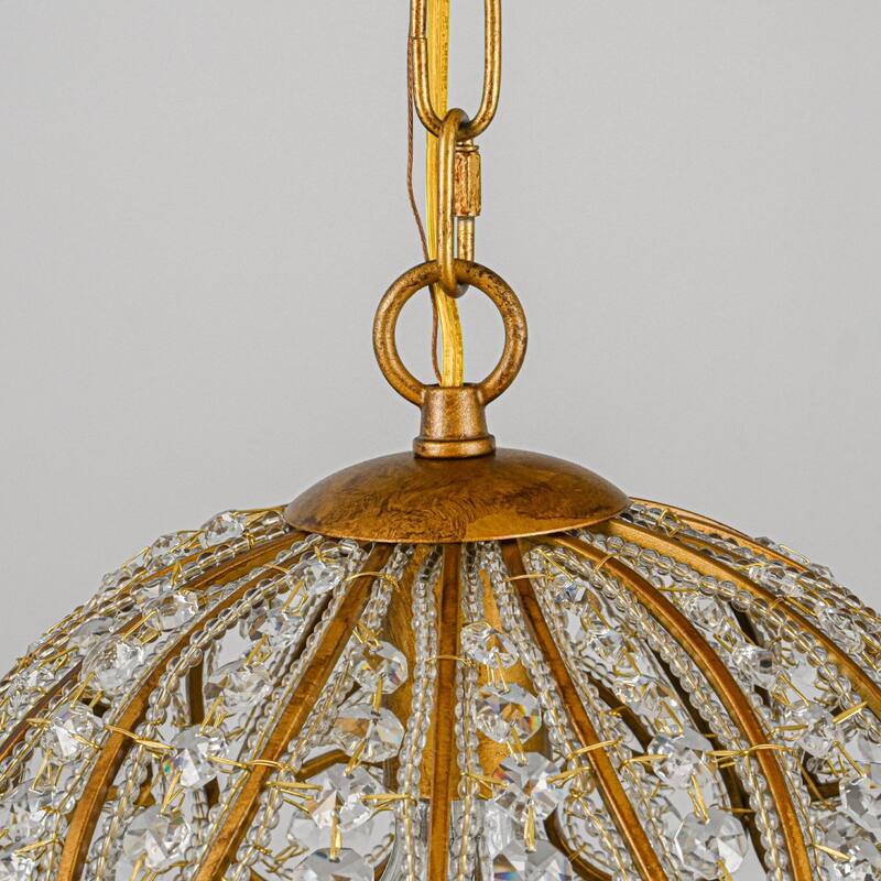 Ennu Retro Antique Sphere Crystal Chandelier Adjustable Dining Room Chandelier - Brass
