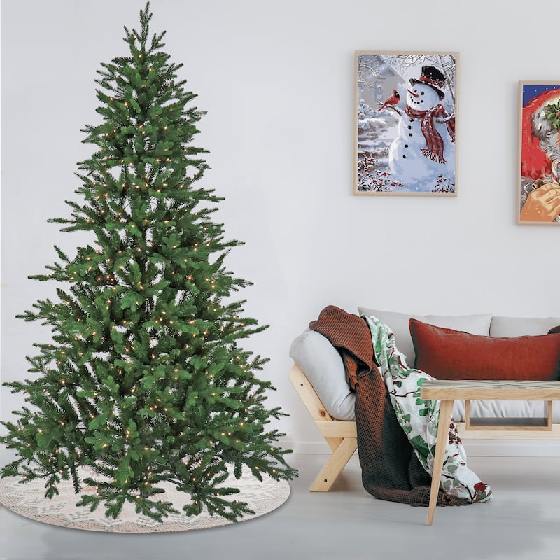 National Tree Company 7.5 ft. Pre-lit Artificial Feel Real Merryweather Fir Hinged Tree, 750 Clear Lights- UL - 7.5 Foot