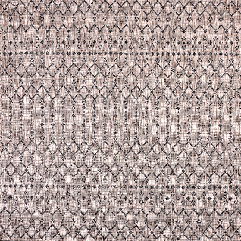 JONATHAN Y Trebol Moroccan Geometric Textured Weave Indoor/Outdoor Area Rug - 9' Square - Natural/Black