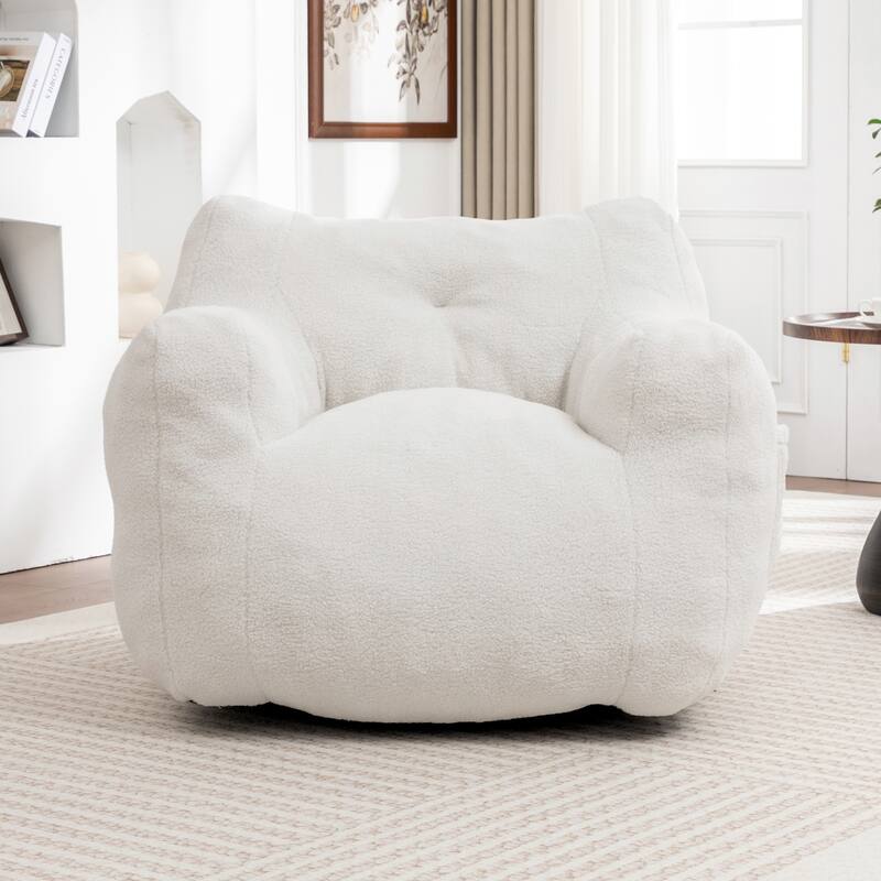 Bean Bag Sofa Chair with Armrests Stuffed High-Density Foam - Beige