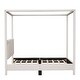 preview thumbnail 35 of 39, Canvas-upholstered Canopy Bed - Platform Wingback Bed Frame with USB, Type-C Ports Headboard, 4 Canopy Columns, 2 Sides Pocket