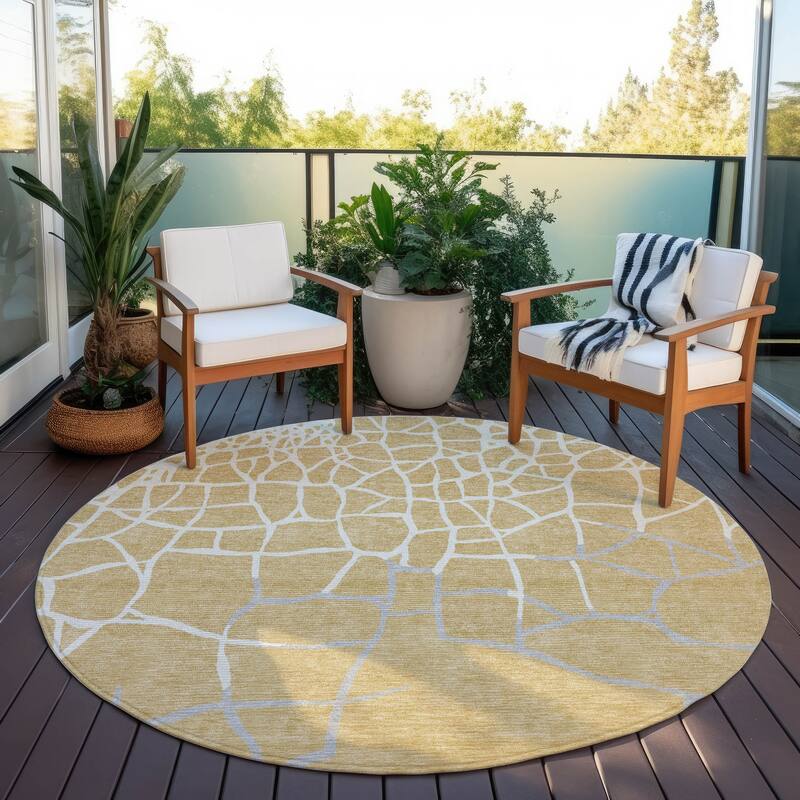 Machine Washable Indoor/ Outdoor Abstract Webby Chantille Rug