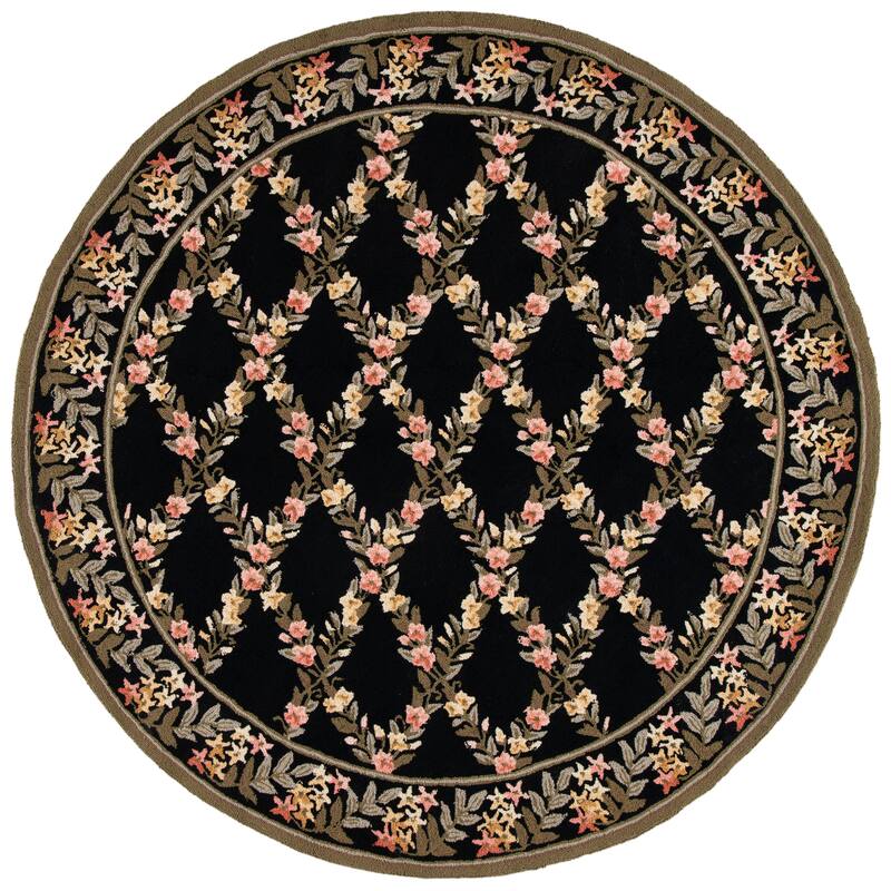 SAFAVIEH Handmade Wilton Cristine Country Floral Wool Rug - 5'6" x 8'6" - Black/Green