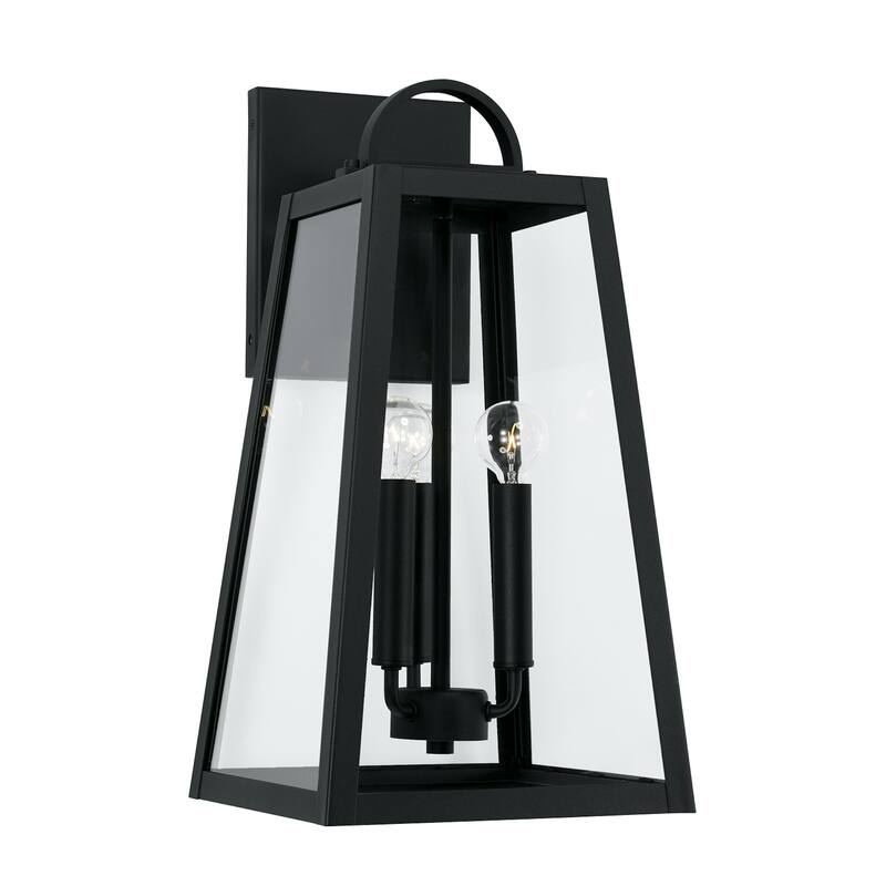 Leighton 10" 3-light Outdoor Wall Lantern w/ Clear Glass - Black