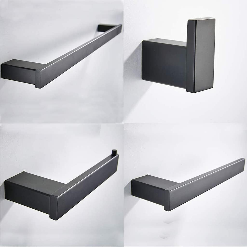 Modern Matte Black 4-piece Bathroom Hardware Sets - 5.12×2.76