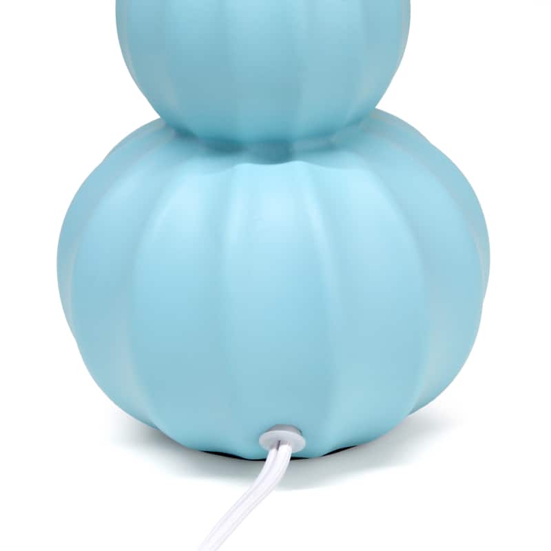 Double Gourd Ceramic Table Lamp with Fabric Shade - 6 x 6 x 13 in. (L x W x H)