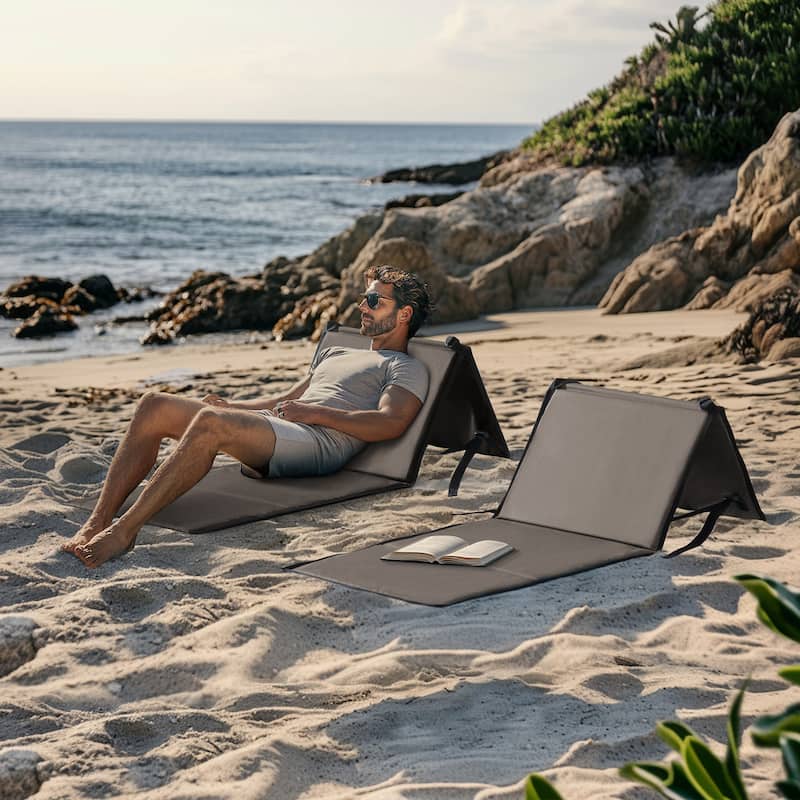 Sunjoy Ultra Light Folding Beach Chair Portable Lounge for Camping Travel - Khaki